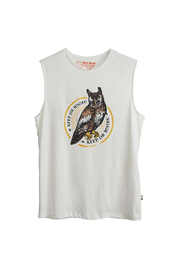 Bad Bear Erkek Kırık Beyaz Baskılı Atlet Owl Tank-Top